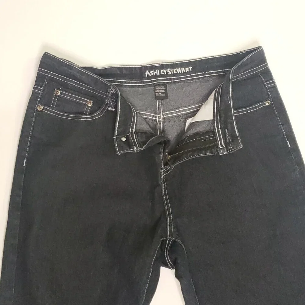 ASHLEY STEWART Denim Jeans Women's Size 14 Dark Blue Wash Citycore Dark Academia - Picture 3 of 16